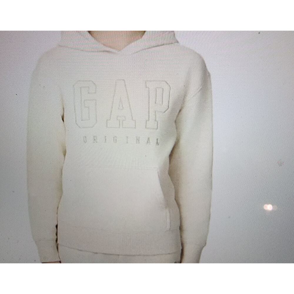 GAP Youth Fleece Beige Hoodie Unisex Y2K Cozycore Medium New With Tags - Picture 8 of 11